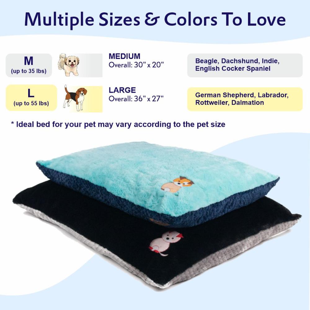 Petter World Luxury Reversible Chopped Foamed Pillow Bed with Soft Fur for Dogs (Turquoise) image 2