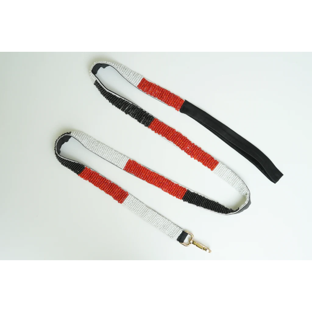 Floof & Co Paw Tricolor Leash & Collar (Red White Black) image 2