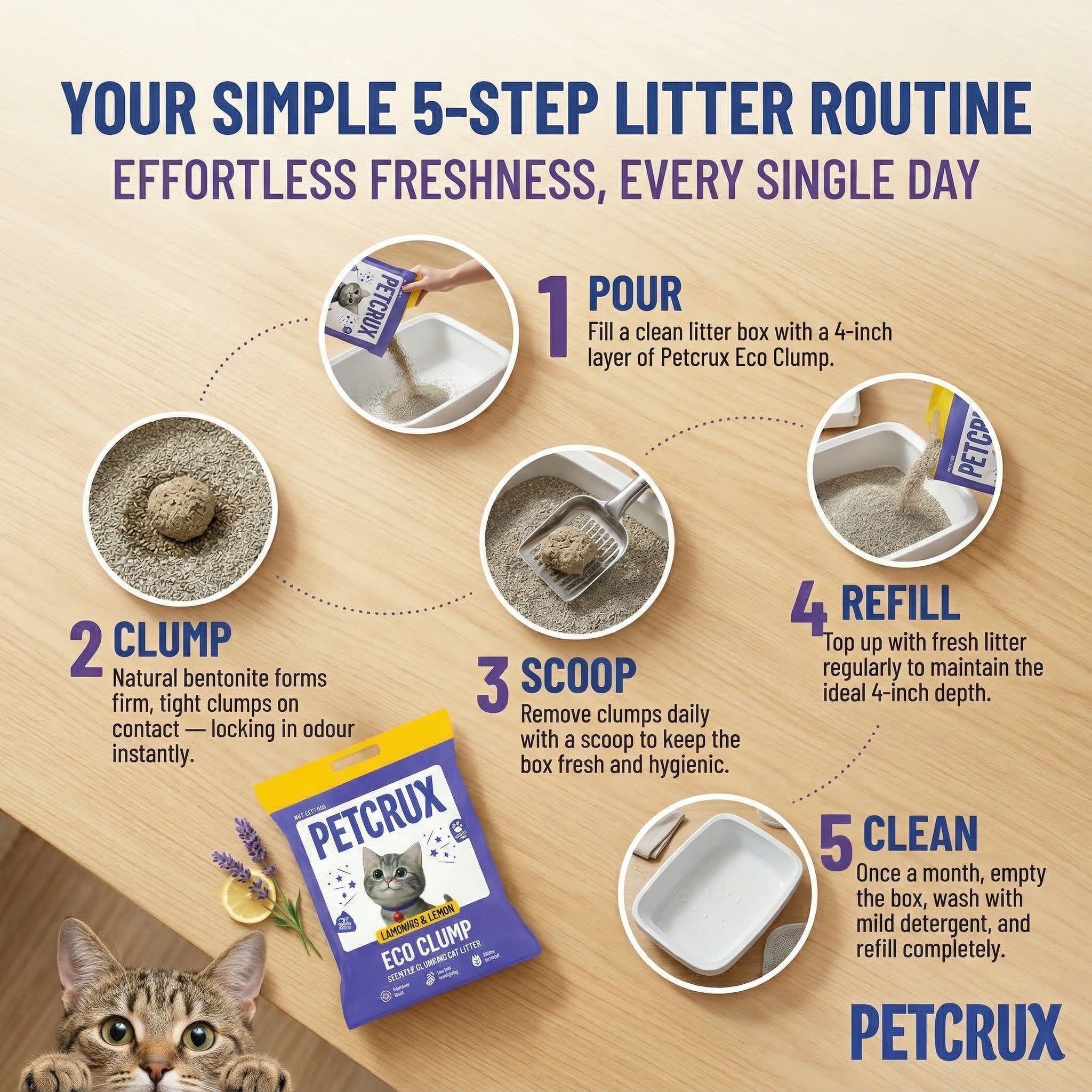 Petcrux Lavender & Lemon Scented Eco Clumping Cat Litter image 10