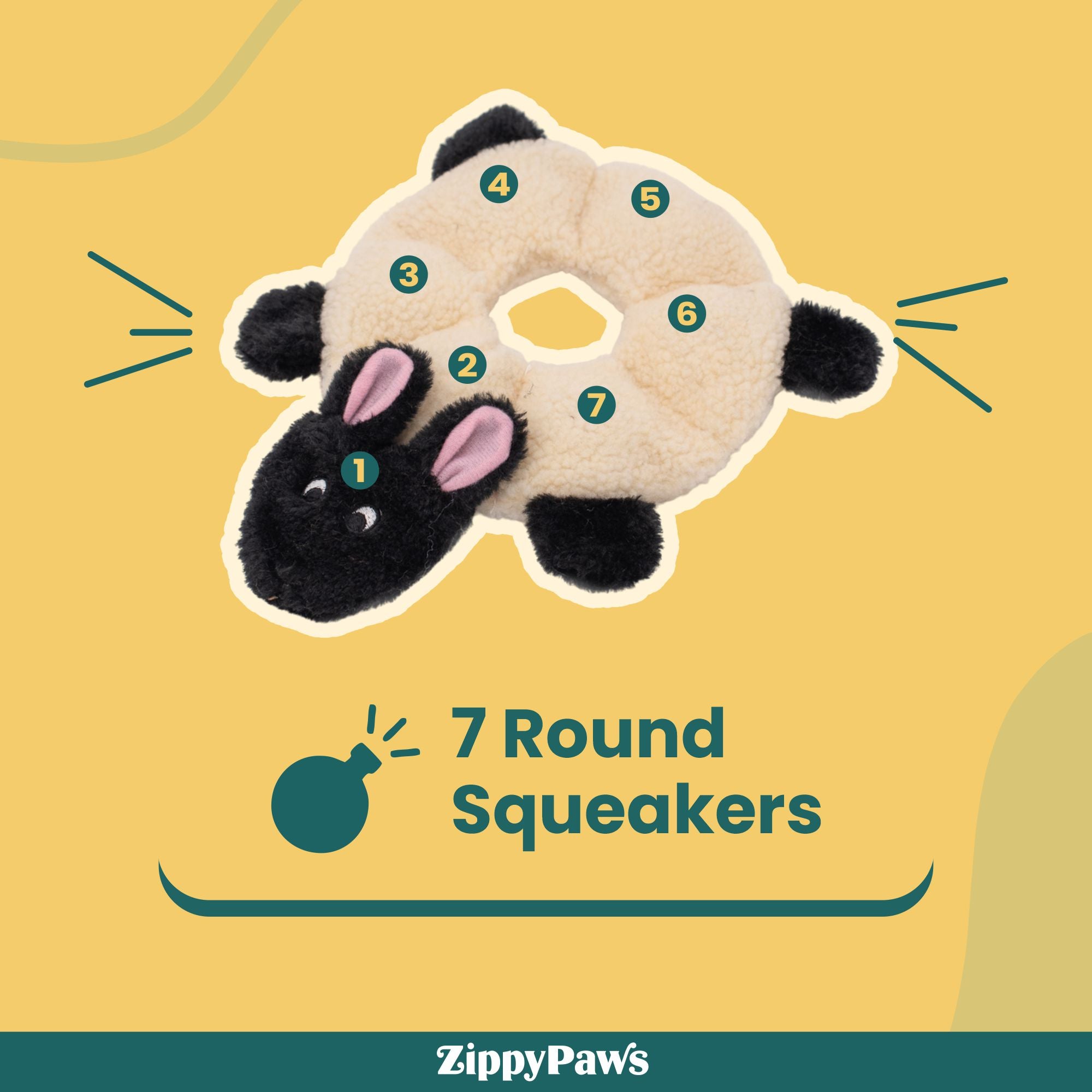 Zippy Paws Loopy Sheep Plush Toy for Dogs image 7