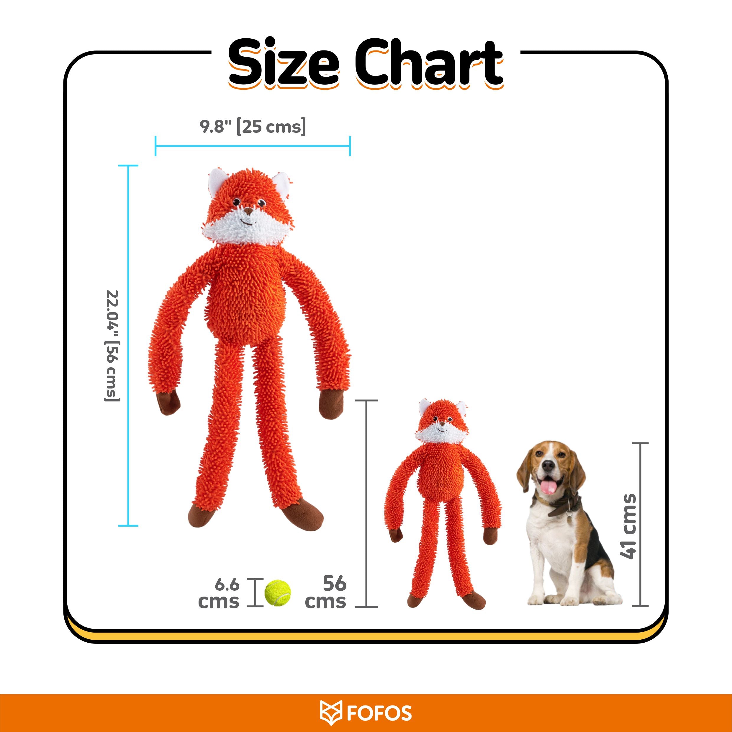 Fofos Fox Long Body Tough Plush Toy for Dogs image 6
