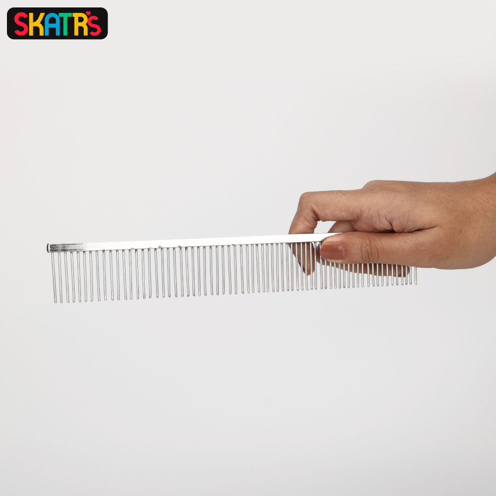 Skatrs Stainless Steel Rounded Teeth Grooming Comb Brush  Dogs and Cats (Silver) image 4