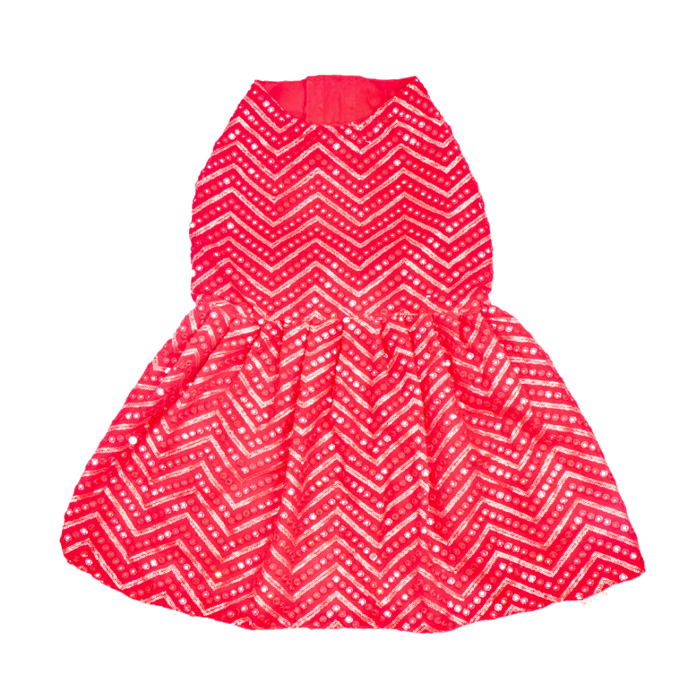 Skatrs Festive Mirror Lehenga for Cats and Dogs (Red) image 7