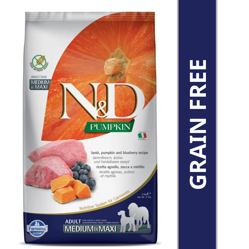 Farmina N&D Pumpkin Lamb & Blueberry Grain Free Adult Medium Maxi Dog Dry Food image 2