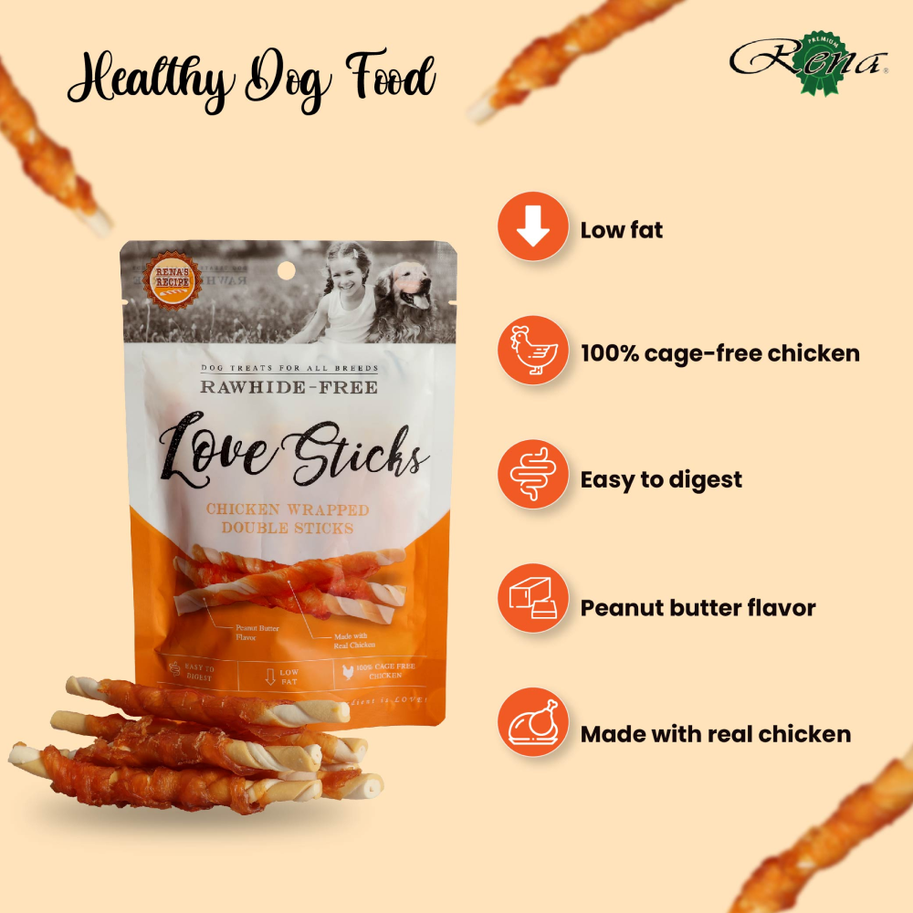 Rena Love Chicken Wrapped Double Sticks Dog Treats image 3