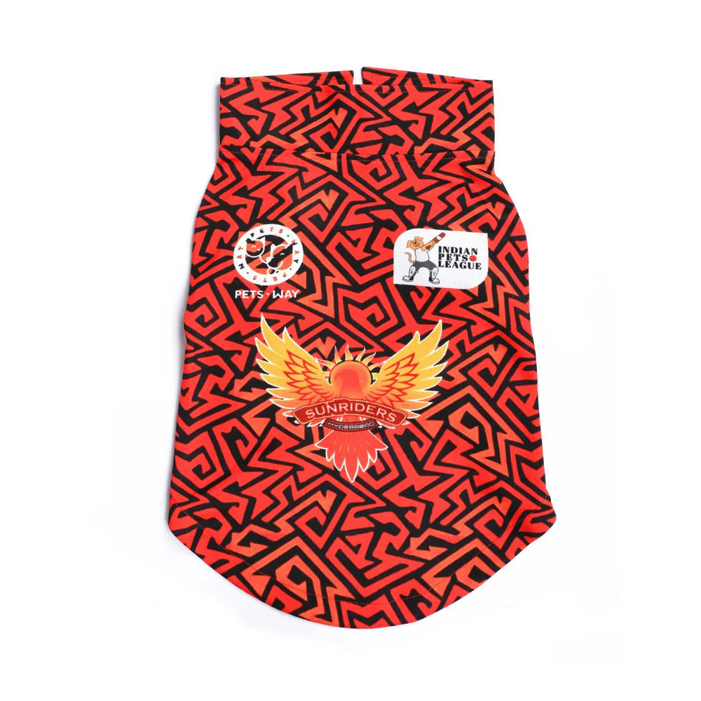 Pets Way Sunriders Hyderabad IPL Jersey for Dogs and Cats (Orange/Black)| Indian Pet League