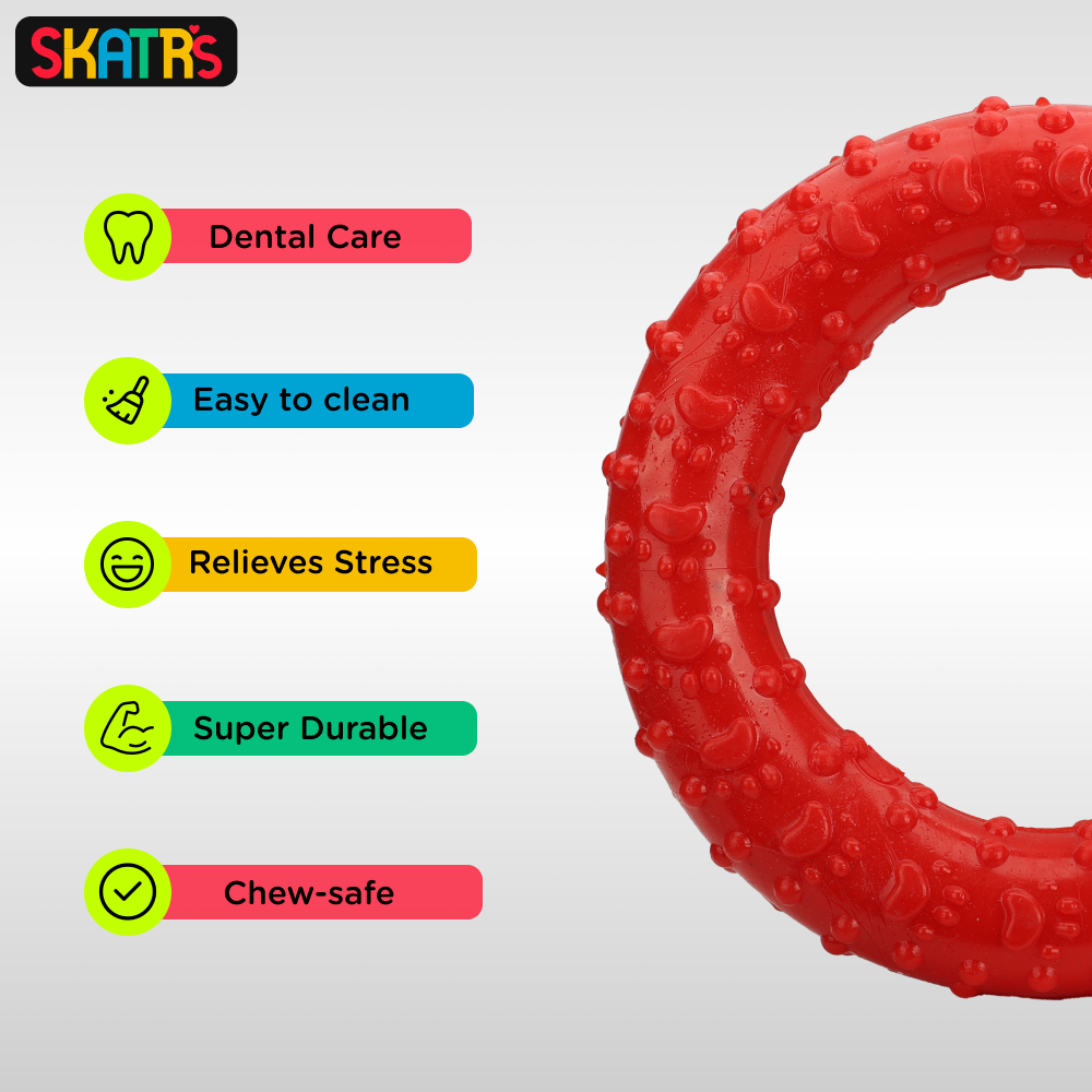 Skatrs Rubber Ring Toy for Dogs (Red) image 3
