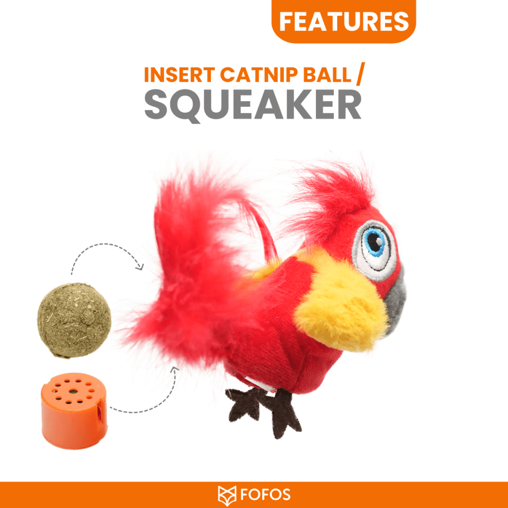Barkbutler x Fofos Parrot with Catnip Balls Interactive Toy for Cats (Red) image 7