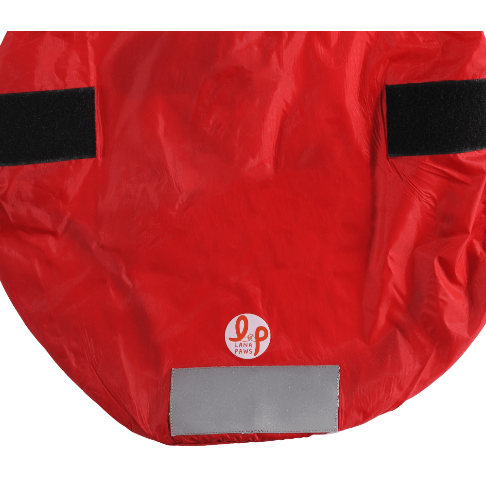 The Drizzle Deflector - Adjustable & Reflective Raincoat for Dogs by Lana Paws (Red Solid) image 6