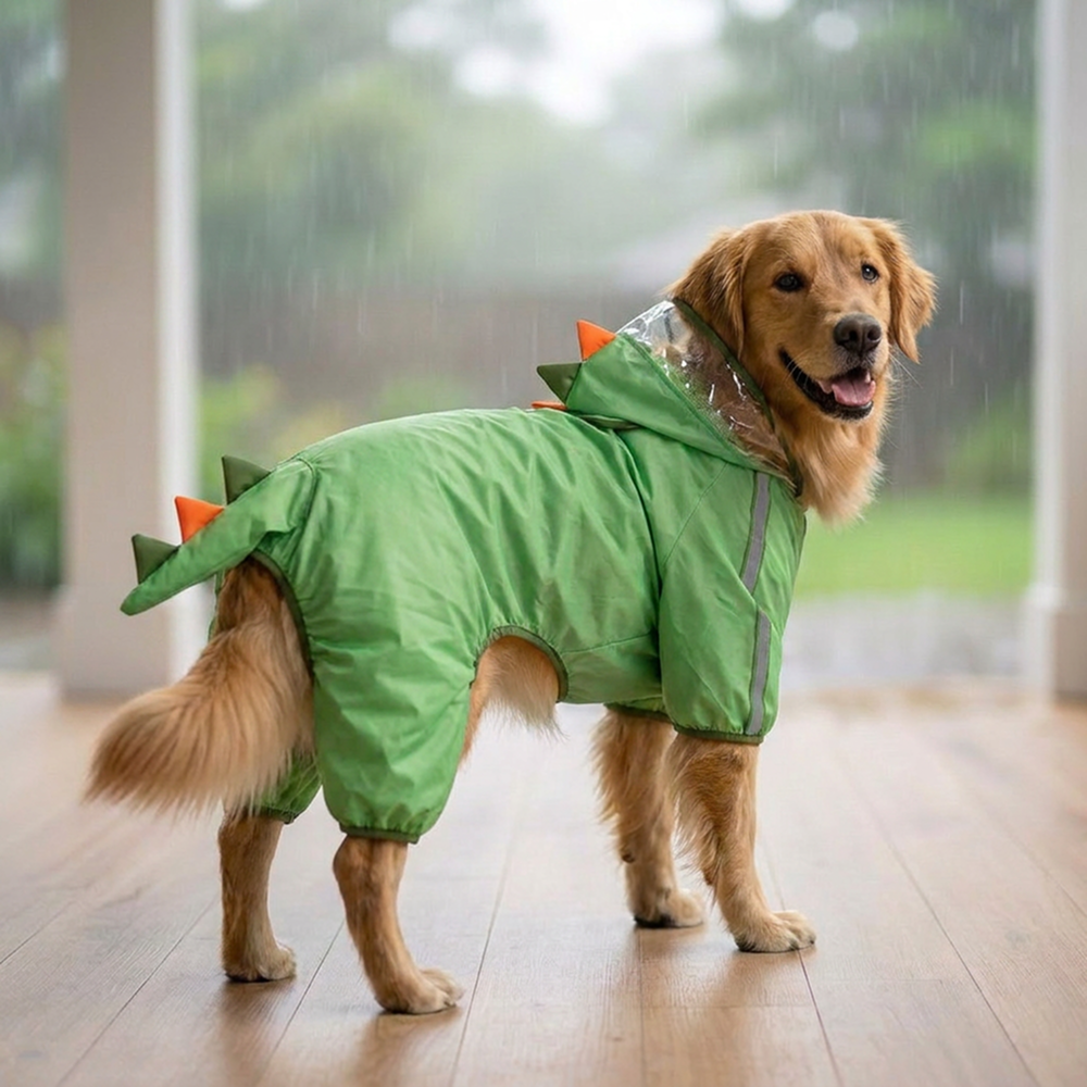 Barkbutler x Fofos Four Leg Dinosaur Raincoat for Dogs (Green) image 3