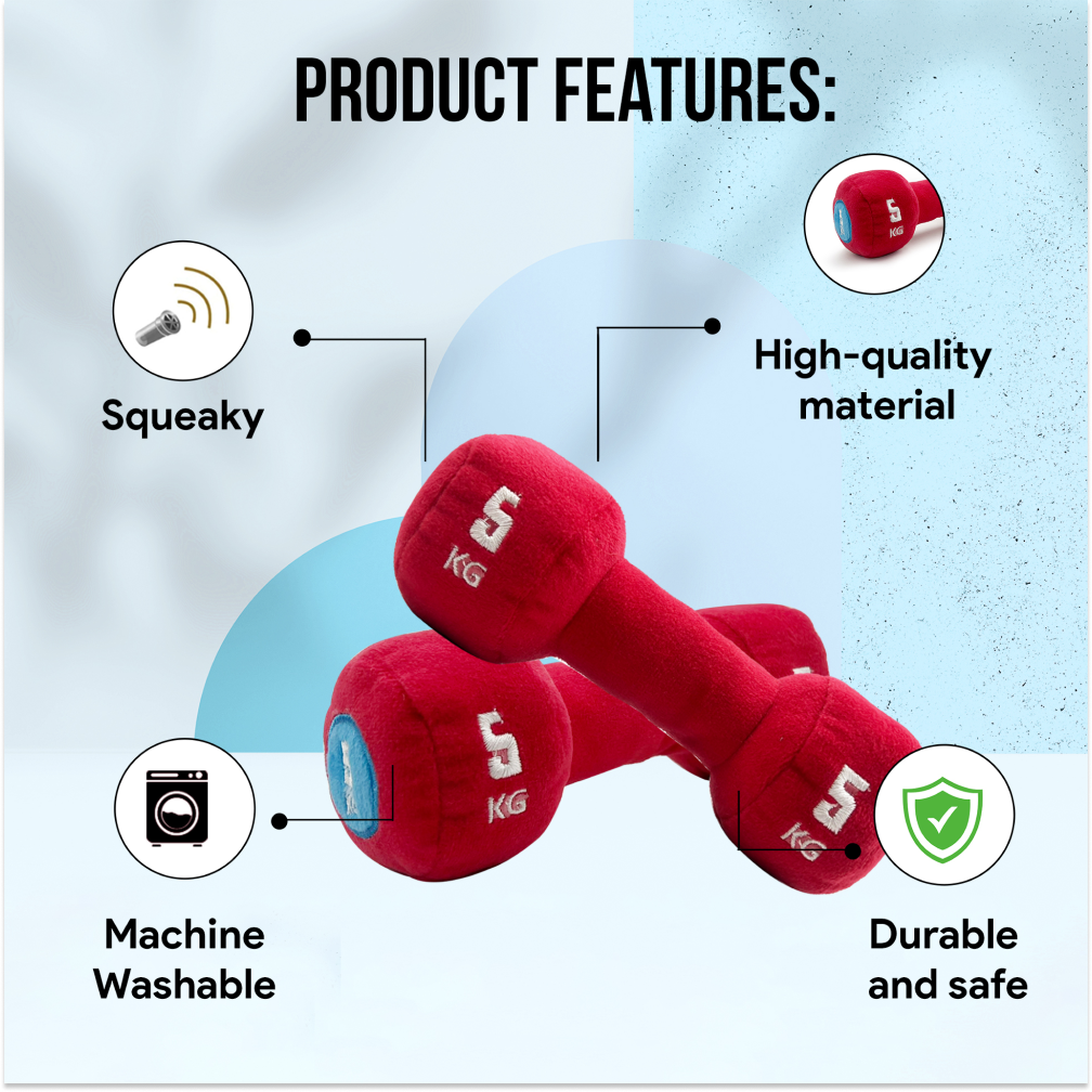 Goofy Tails Gym Series Dumbbell Plush Toy for Dogs (Red) image 2