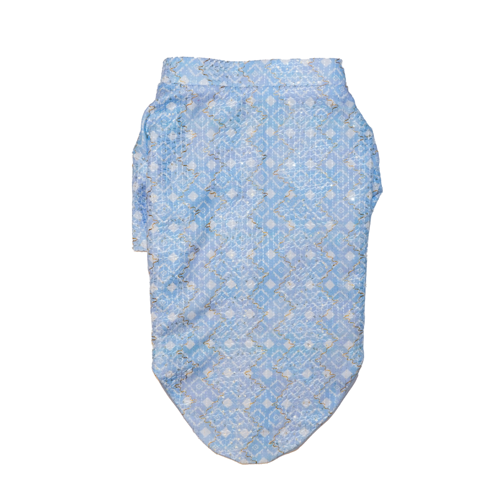 The Papaw Cartel Mosaic Weave Koti with Zari Detailing Sherwani for Dogs (Baby Blue) image 1