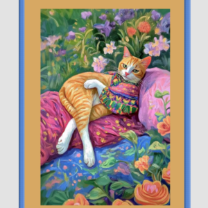 EverythingBoho Miss Cat At Leisure Wall Art (Royal Blue)