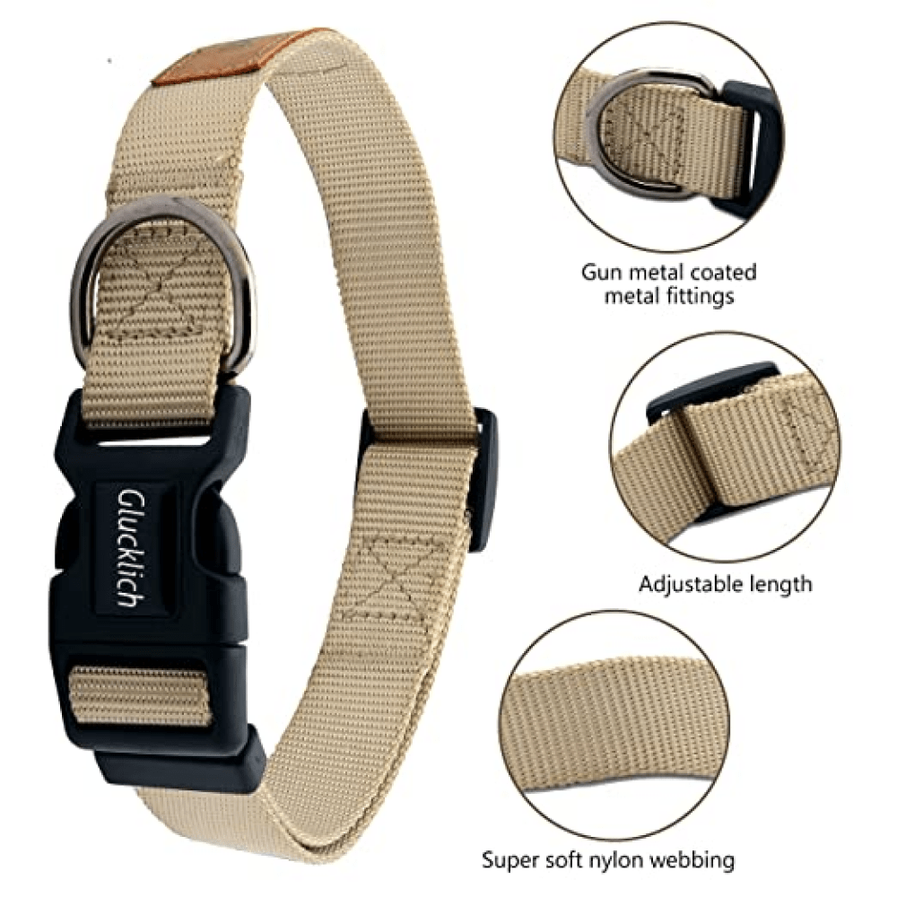 Glucklich Pet Essentials Classic Nylon Collar for Dogs (Beige) image 4
