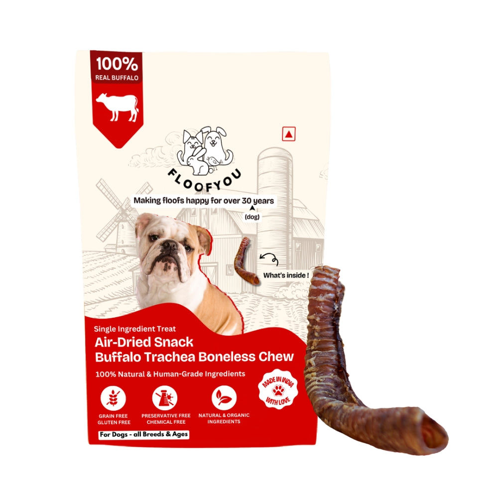 Floofyou Air Dried Buffalo Trachea Boneless Dental Chew Dog Treats