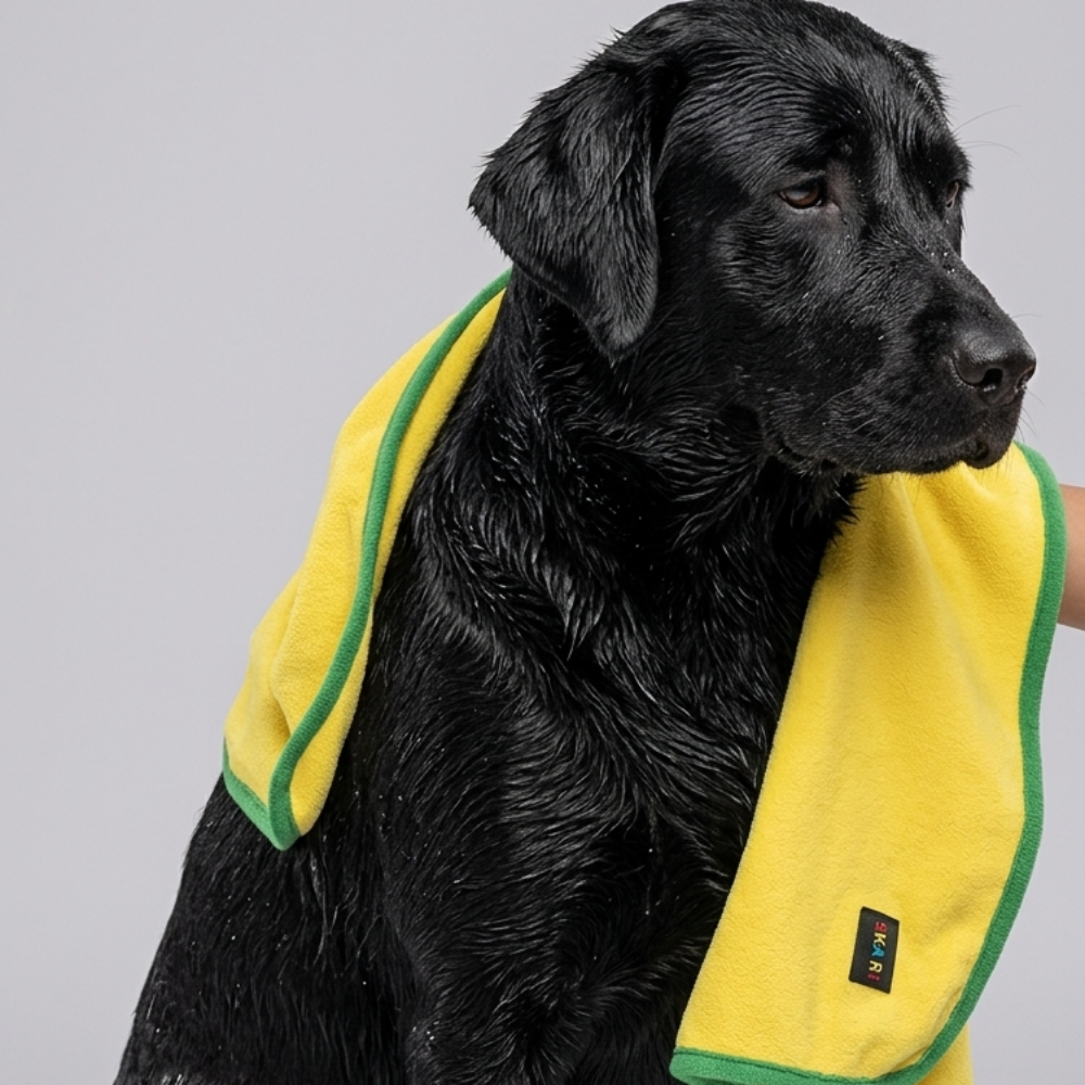 Skatrs Towel for Dogs and Cats (Yellow and Green) image 3