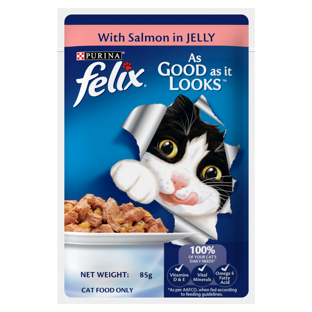 Purina Felix with Salmon in Jelly Adult Complete and Balanced Cat Wet Food image 8