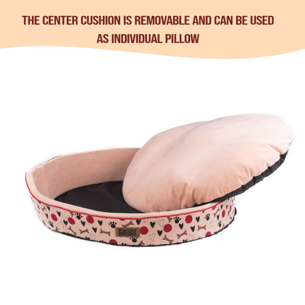 Petter World Soft Micro Fur Round Orthopedic Cuddler Bed with Removable Cushion Top for Dogs (Peach Pearl) image 3