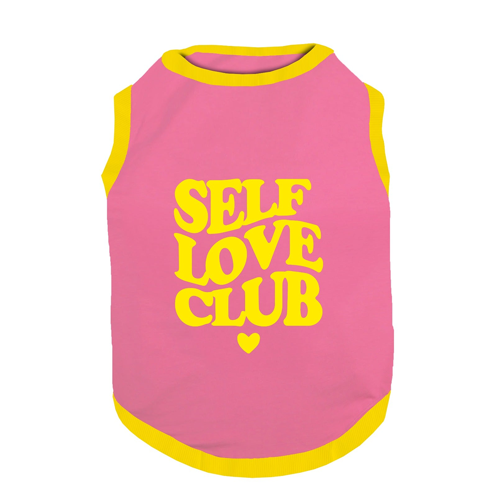 PawsIndia Self Love Club Printed with Ribbed Sleeves TShirt for Cats (Pink)