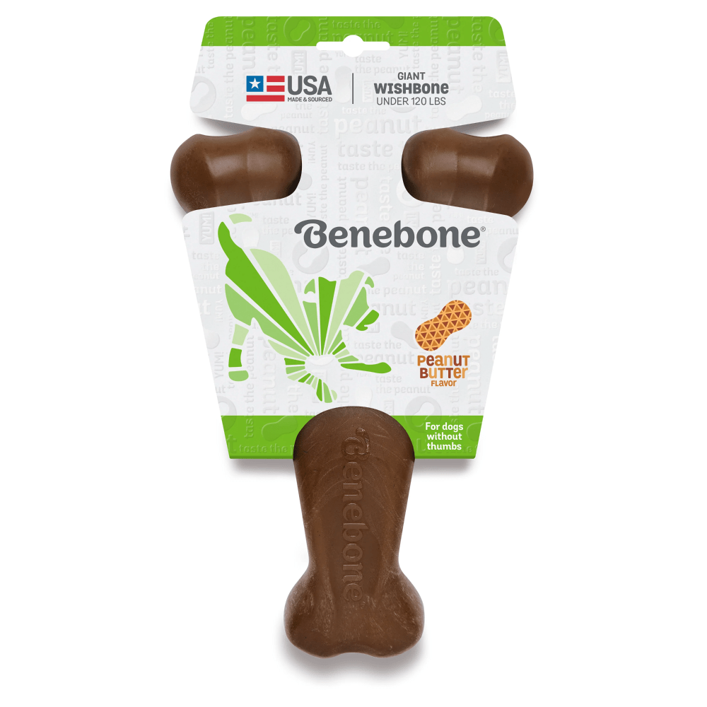Benebone Peanut Butter Flavored Wishbone Chew Toy  for Dogs | For Aggressive Chewers image 3