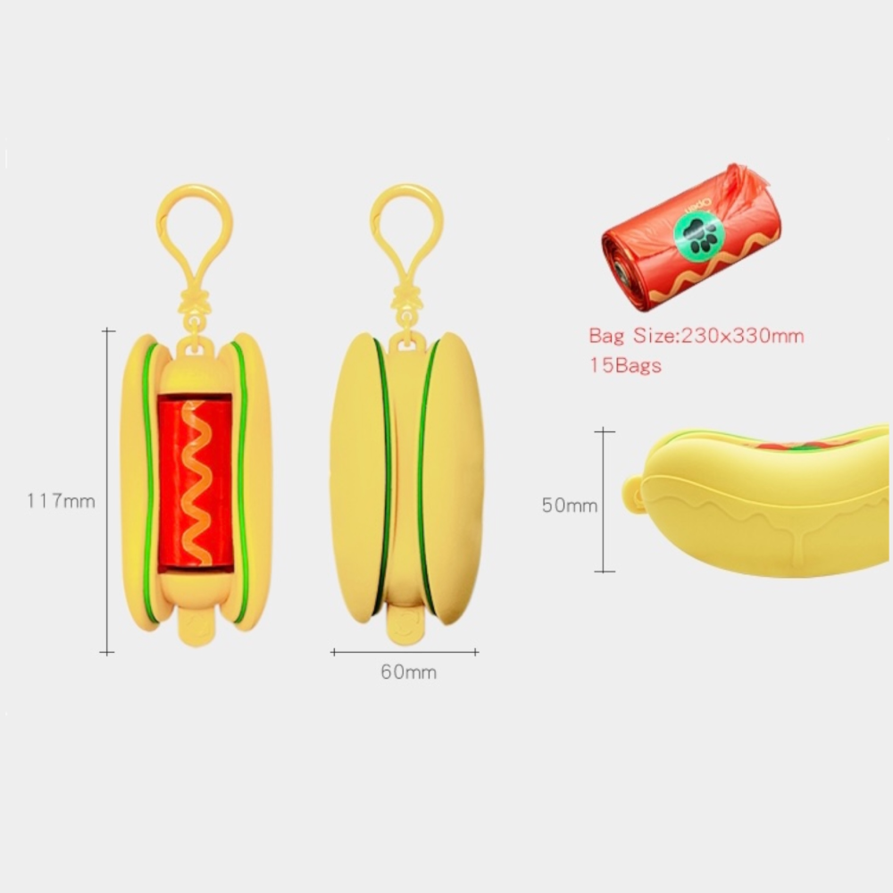 Talking Dog Club Hot Dog Poop Bag Dispenser for Dogs (Yellow/Red) image 5