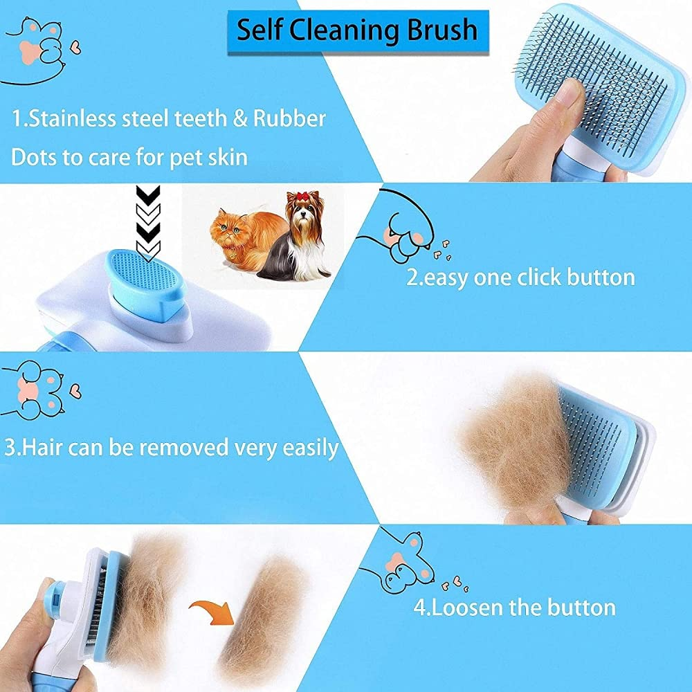 QPets Slicker Brush for Dogs and Cats (Blue) image 2