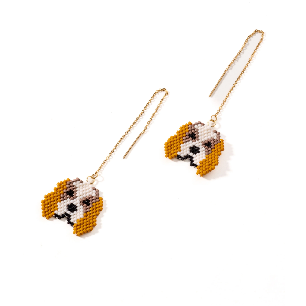 Jenni & Janki Handcrafted Miyuki Beaded Beagle Dog Earrings