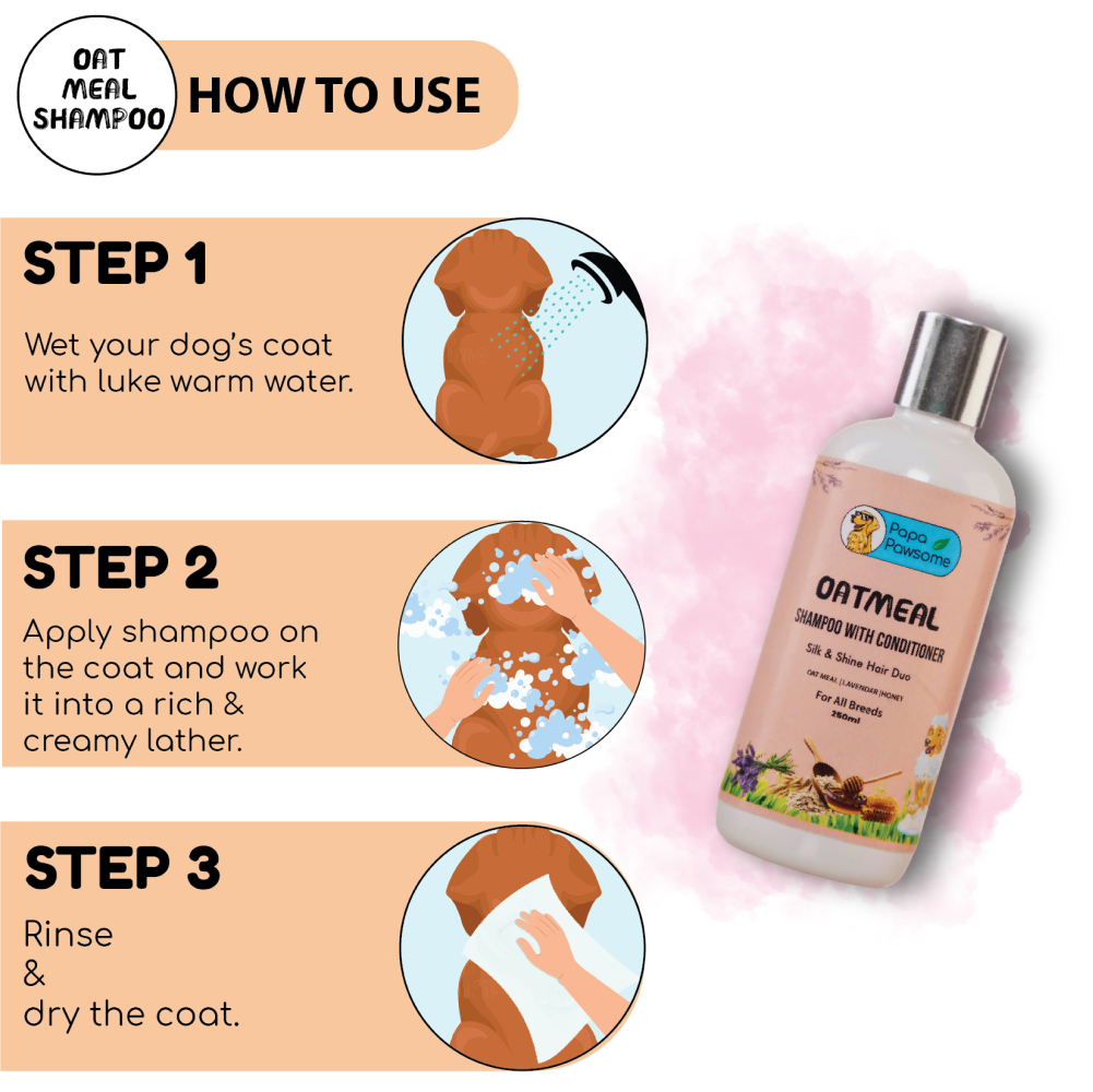 Papa Pawsome Oatmeal Shampoo with Conditioner and Palm Brush for Dogs image 4