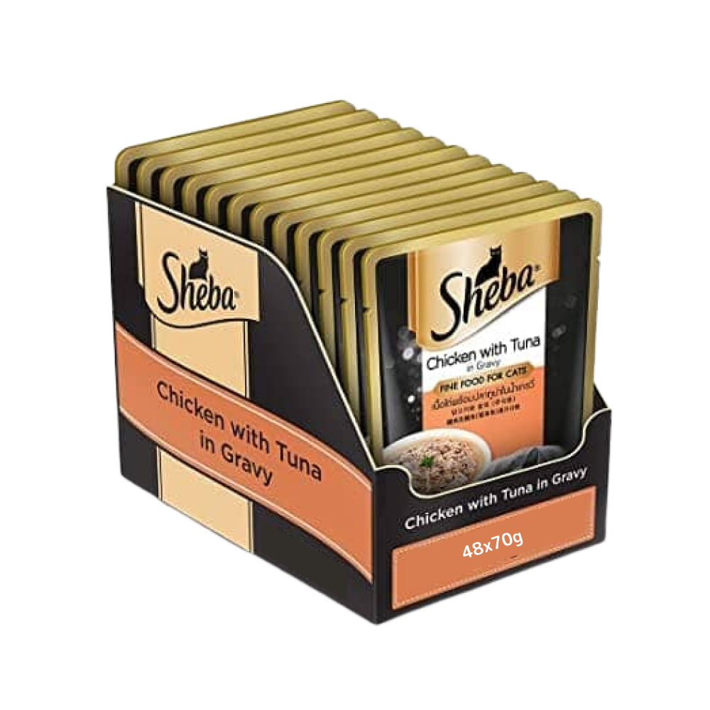 Sheba Chicken With Tuna In Gravy Rich Premium Adult Fine Cat Wet Food image 2