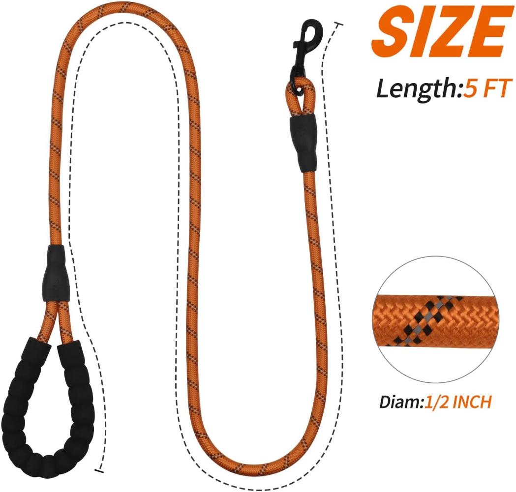 Pet Vogue Reflective Rope Leash for Dogs (Orange) image 6