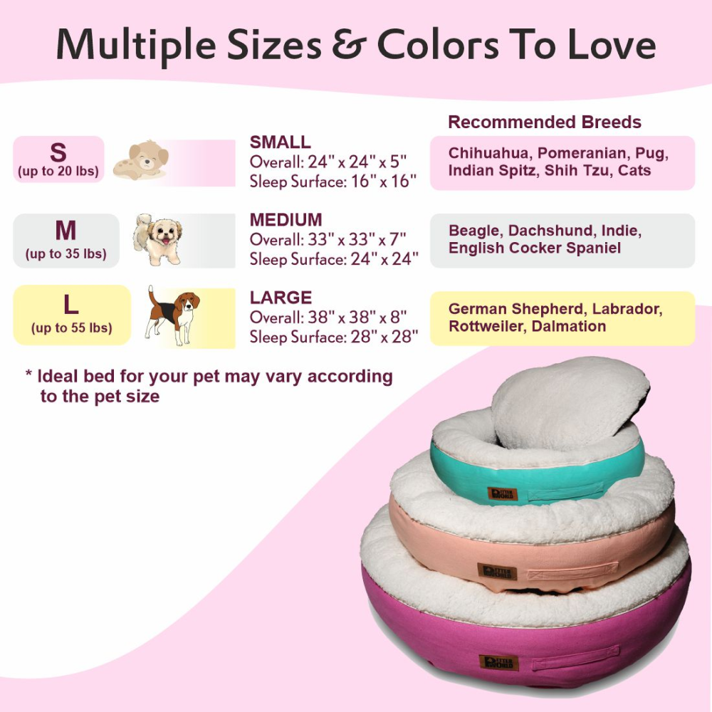 Petter World Ultra Luxury Cotton Canvas Donut Bed With Removable Sherpa Fur Cushion for Dogs (Crocus) image 6