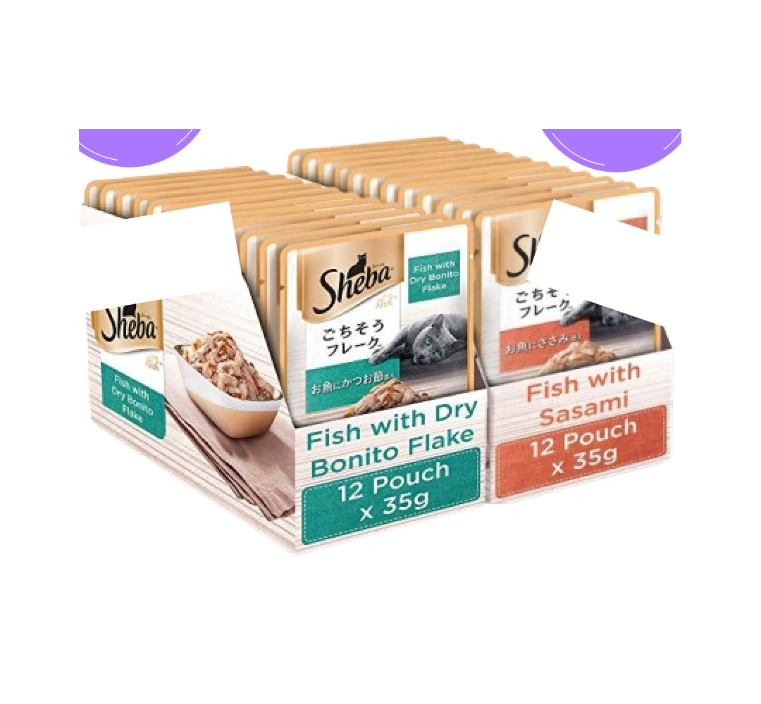 Sheba Fish with Sasami & Fish with Dry Bonito Flake Cat Wet Food Combo image 1