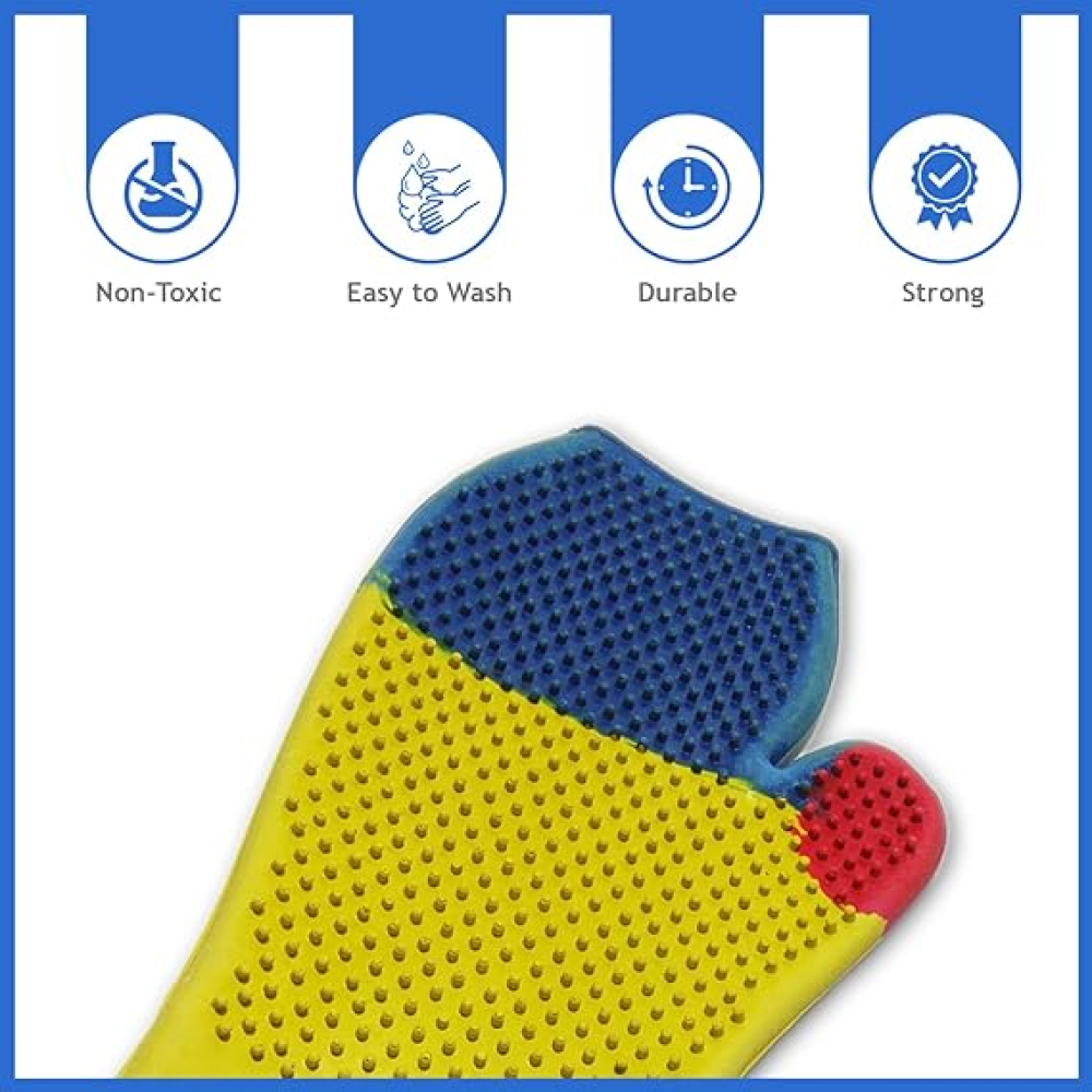 Chullbull Bathing and Grooming Gloves for Dogs and Cats (Yellow) image 2