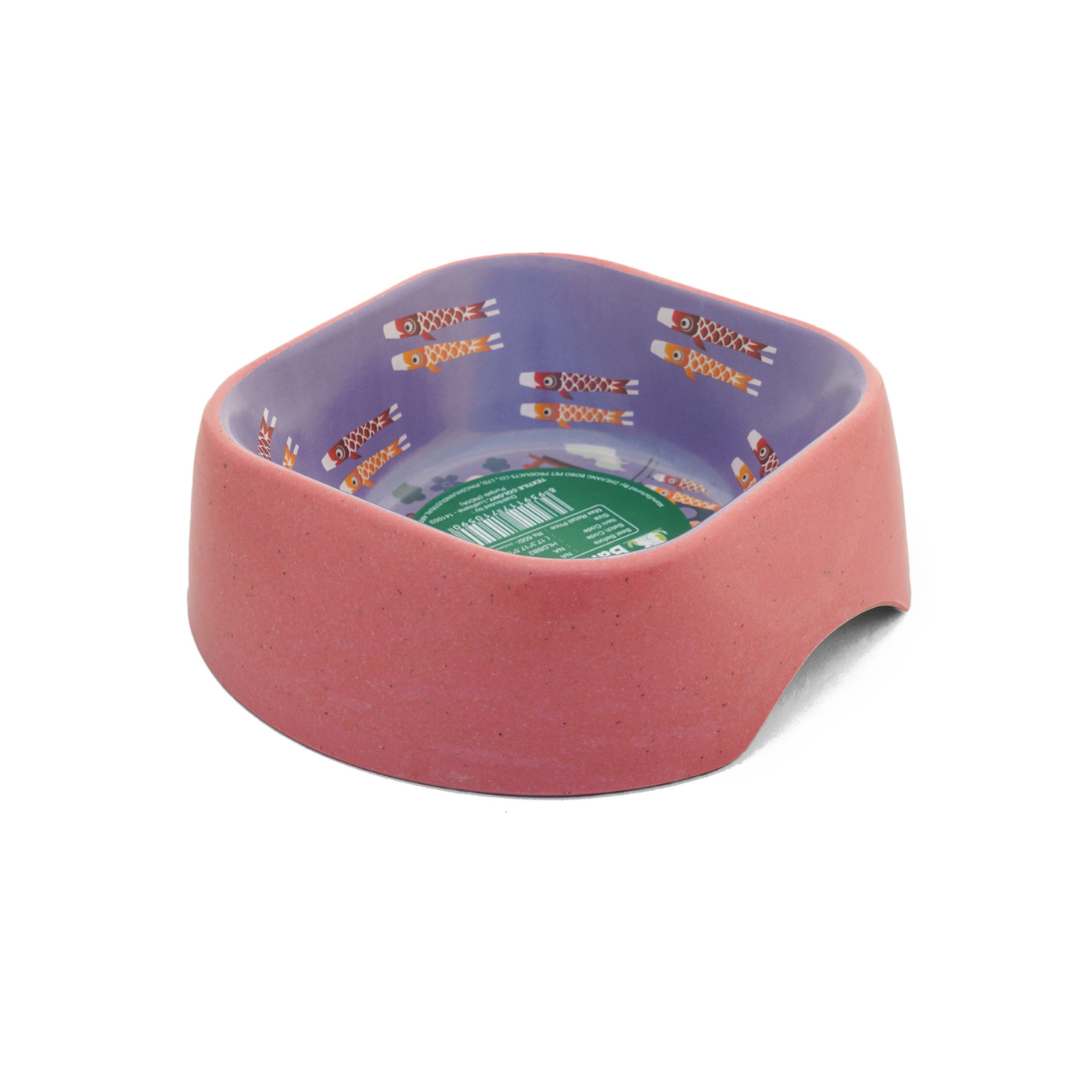 Healing Leaf Eco Friendly Cartoon Bamboo Bowl for Dogs and Cats (Pink)