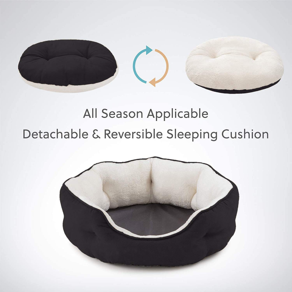 Fluffy's Pawsome Round Washable Bed for Dogs and Cats (Black) image 5
