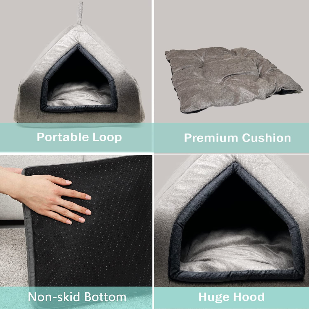 Fluffy's Pawsome Premium Soft Velvet Fabric Bed for Dogs and Cats (Grey) image 4