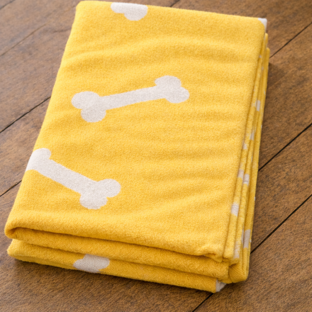 Talking Dog Club Bone Print Viscose Blanket for Dogs (Yellow and Grey Bone) image 3