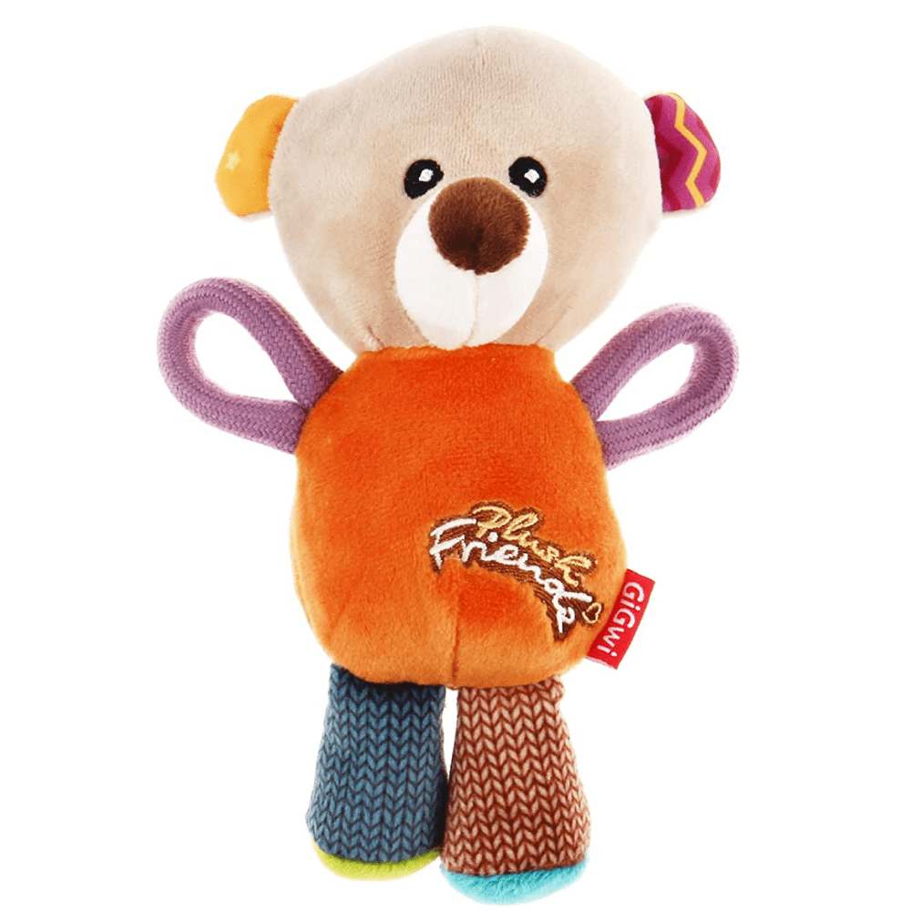 GiGwi Plush Friendz with Squeaker Bear Toy for Dogs (Orange) image 3