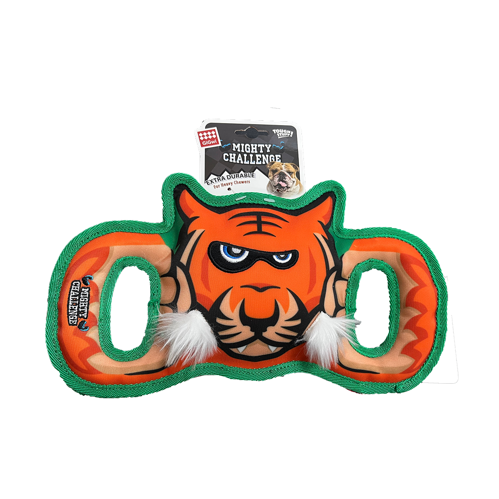 GiGwi Mighty Challenge Tiger Toy for Dogs (Orange/Blue) image 5