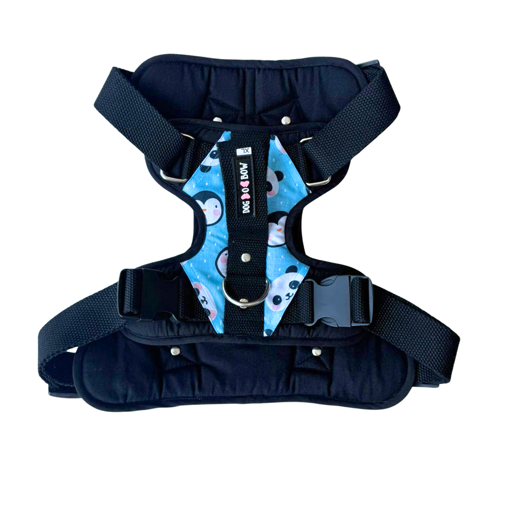 Dogobow Double Padded Harness with Panda Print for Dogs (Light Blue) image 2