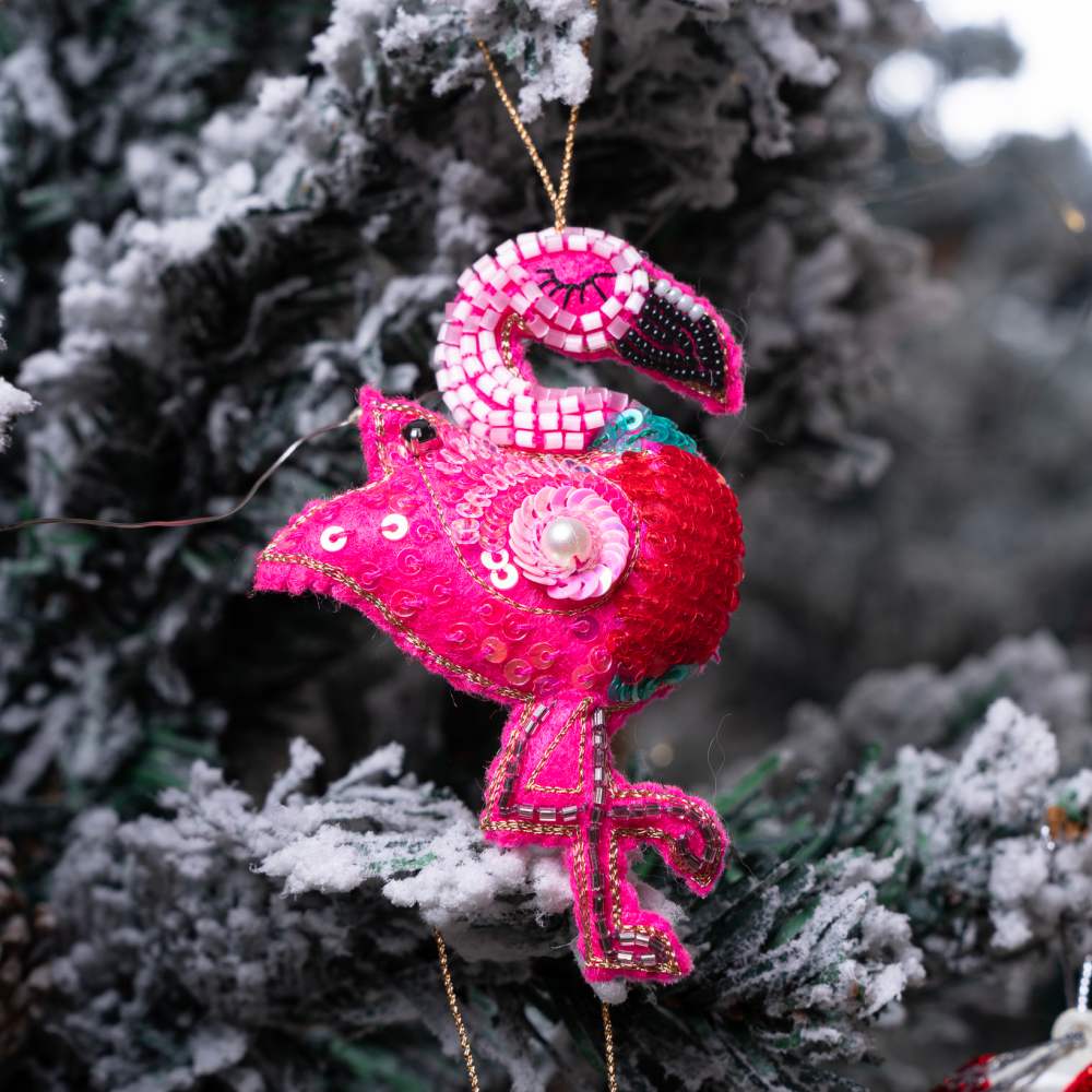Furry Tales Holly Day Gulabo Flamingo Handcrafted Charm