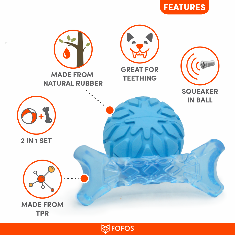 Barkbutler x Fofos Milk Bone & Ball Durable Interactive Chew Toy for Dogs (Blue) image 4