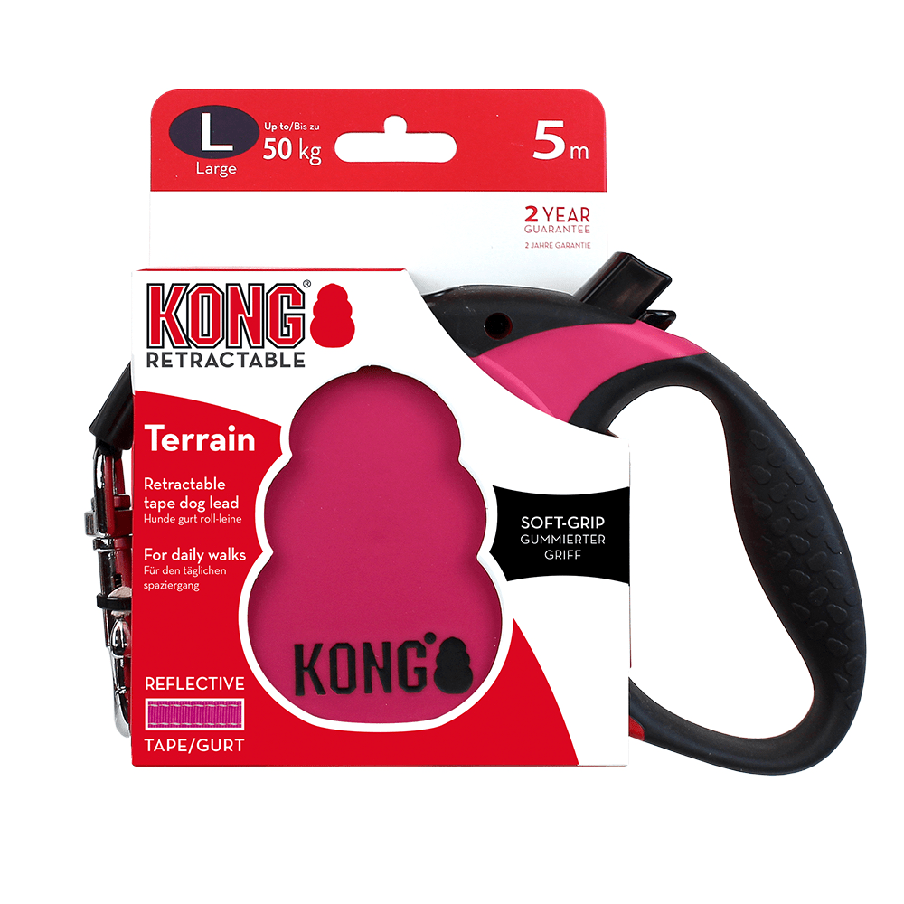 Kong Terrain Retractable Leash for Dogs and Cats (Fuchsia) image 5