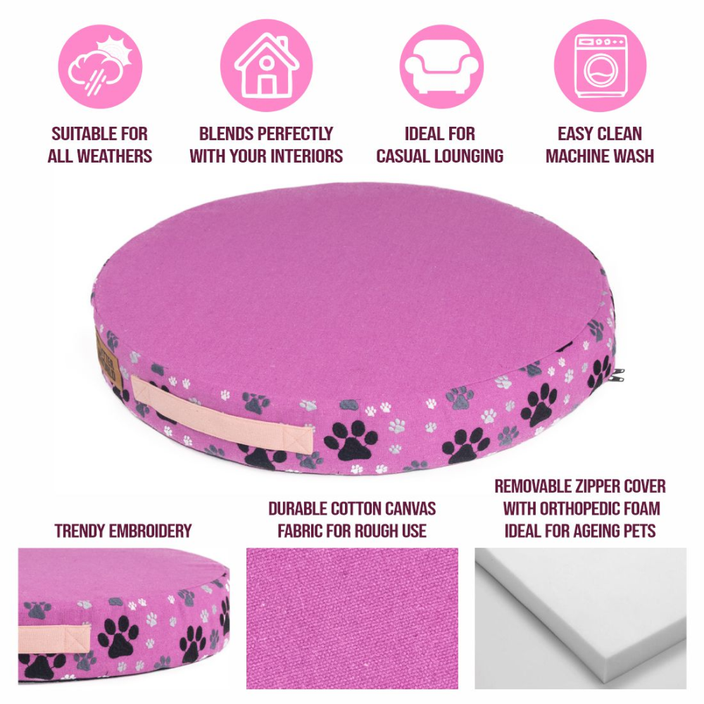 Petter World Orthopedic Round Flat Foam Mattress Bed with Thick & Durable Washable Cover (Crocus) image 4