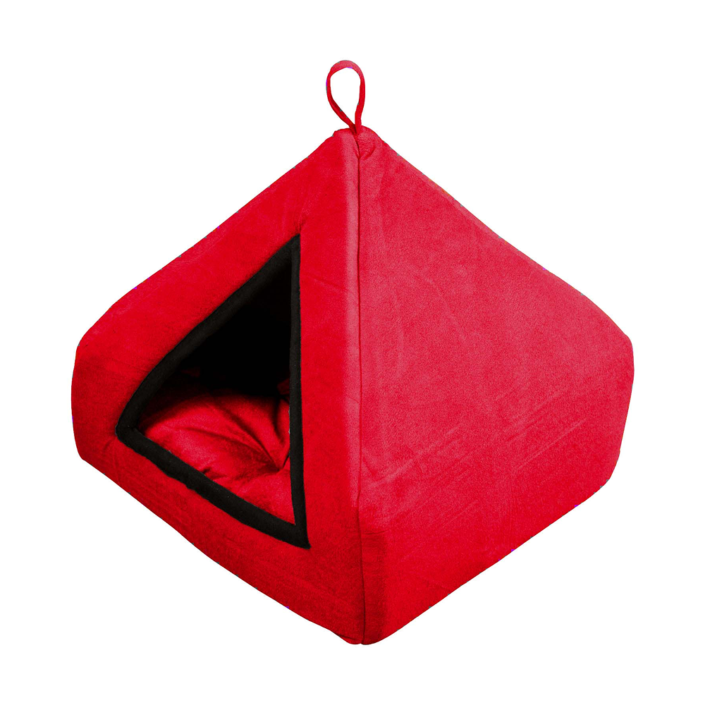 Fluffy's Pawsome Soft Velvet Premium Fabric Bed for Dogs and Cats (Red) image 1