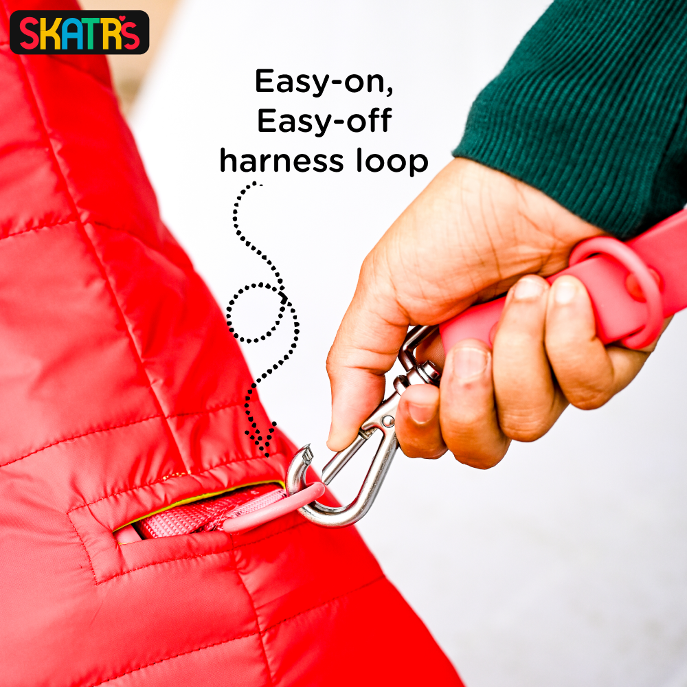 Skatrs Coral Red Puffer Reversible Jacket for Dogs and Cats | With Adjustable Baby Velcro image 8