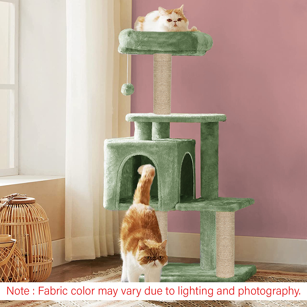 Furrlovers Plush Cat Scratching Post & Activity Tree with Hammock, Condo & Sisal Rope (Green) image 6