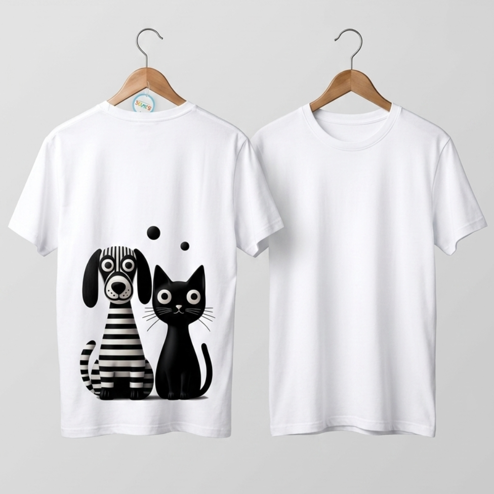 Skatrs Paws Together Oversized Tee for Men and Women (White)