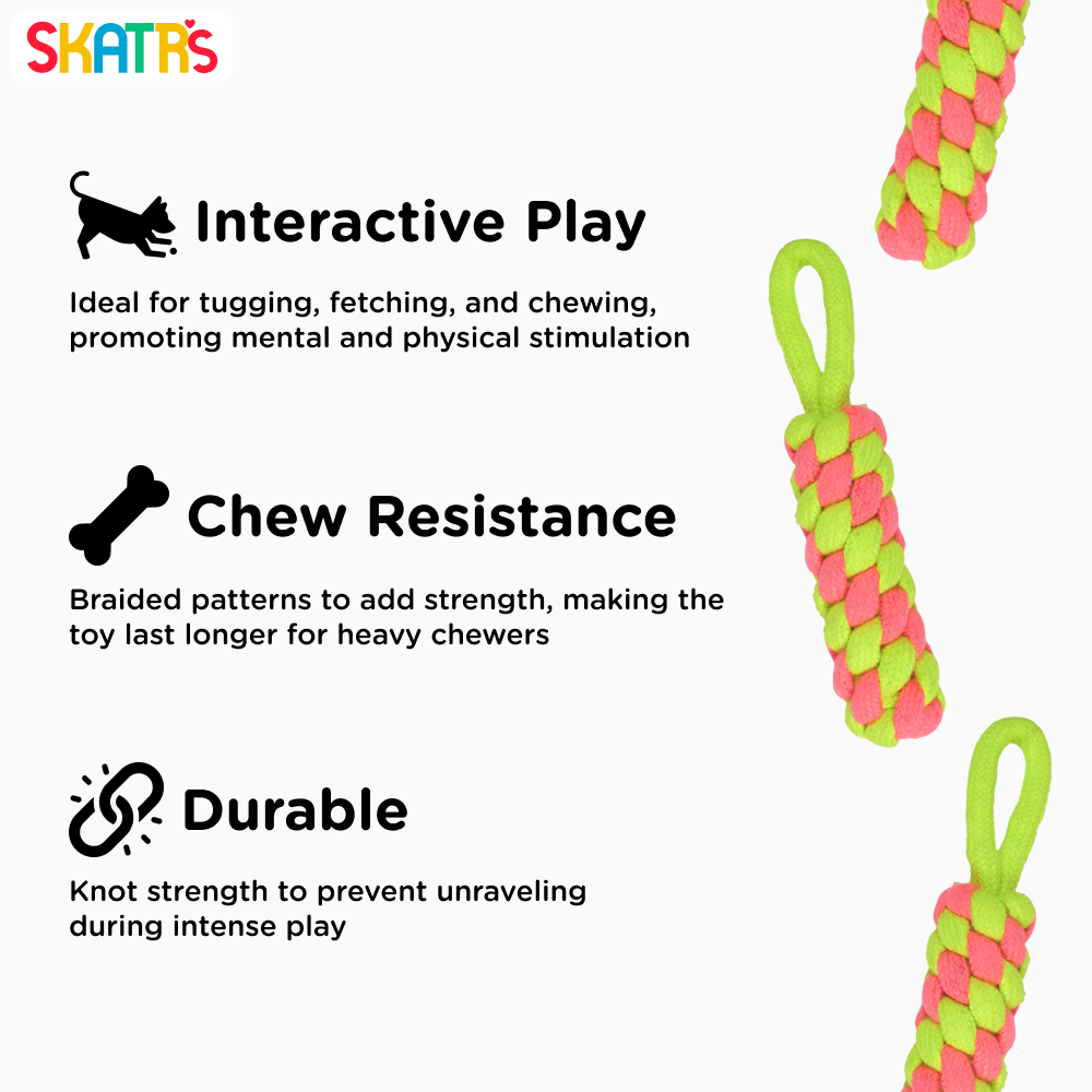 Skatrs Dummy Knotted Rope Chew Toy for Dogs and Cats (Pink/Green) image 3