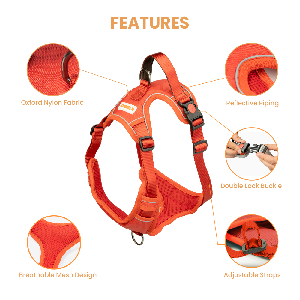 Kibbo Reflective Vest Harness with Dual Lock Buckle for Dogs (Red) image 3